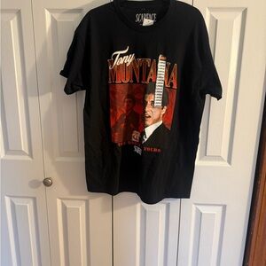 Spencer's Black Graphic Tee with Red and Cream Print